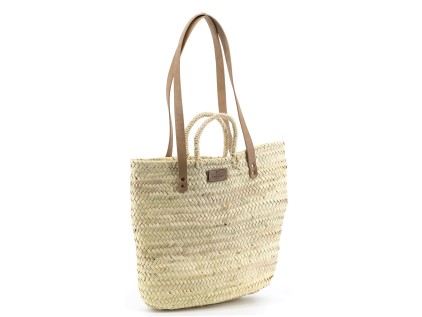 Bolso shopper palma natural con cremallera